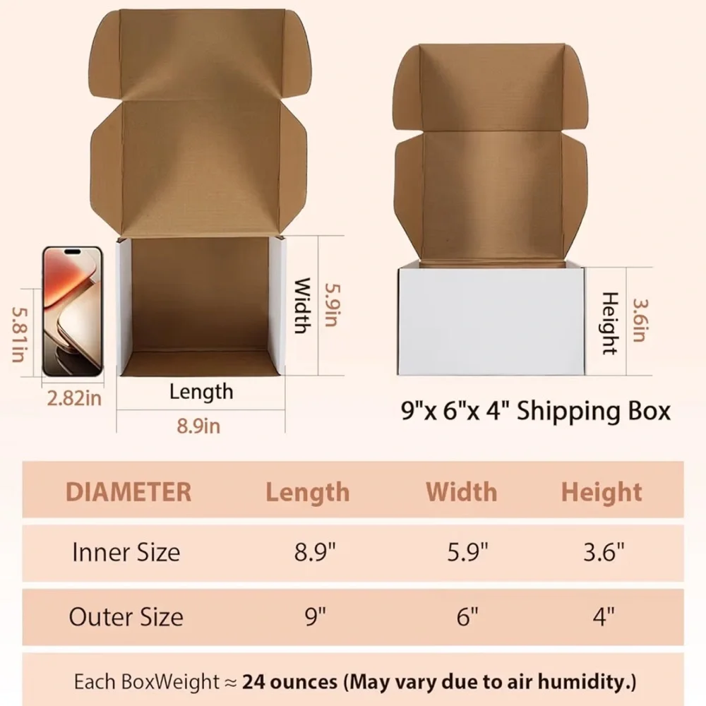 9x6x4 inches Shipping Boxes Set of 15